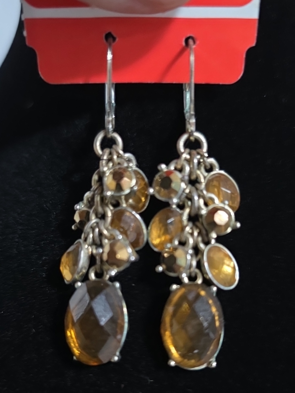 Chandelier Earrings With Citrine Colored Gemstones